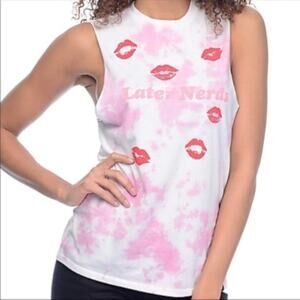 NWT Zumiez Jac Vanek Later Nerds Tie Dye Kiss Graphic Tank Top